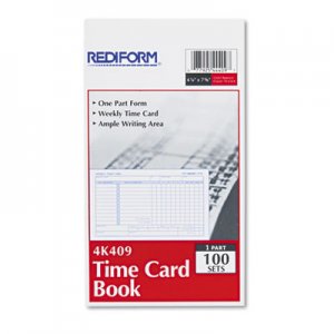 Rediform 4K409 Employee Time Card, Weekly, 4-1/4 x 7, 100/Pad RED4K409