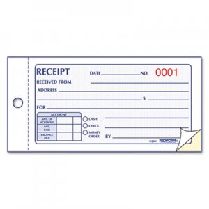 Rediform 8L820 Small Money Receipt Book, 5 x 2 3/4, Carbonless Duplicate, 50 Sets/Book RED8L820