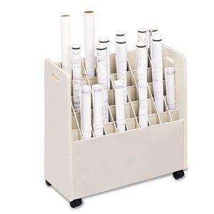 Safco 3083 Laminate Mobile Roll Files, 50 Compartments, 30-1/4w x 15-3/4d x 29-1/4h, Putty