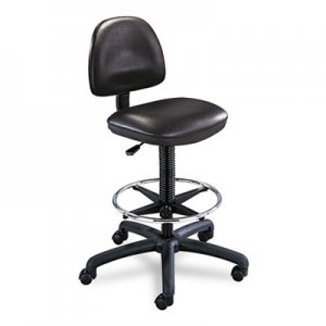 Safco 3406BL Precision Extended Height Swivel Stool w/Adjustable Footring, Black Vinyl SAF3406BL