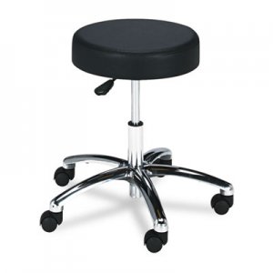 Safco SAF3431BL Pneumatic Lab Stool without Back, 22" Seat Height, Supports up to 250 lbs., Black Seat/Black Back, Chrome