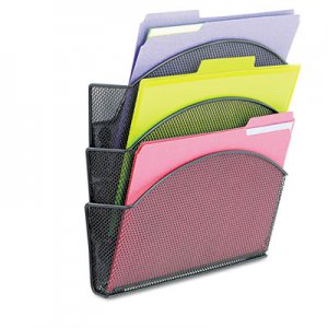Safco 4175BL Onyx Magnetic Mesh Panel Accessories, 3 File Pocket, 13 x 4 1/3 x 13 1/2. Black