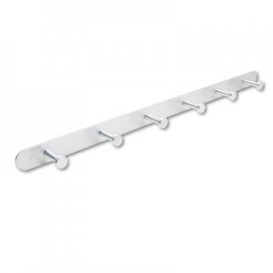 Safco 4202 Nail Head Wall Coat Rack, Six Hooks, Metal, 36w x 2-3/4d x 2h, Satin Aluminum SAF4202