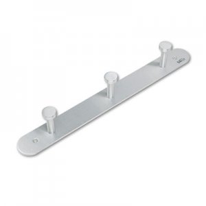 Safco 4201 Nail Head Wall Coat Rack, Three Hooks, Metal, 18w x 2-3/4d x 2h, Satin Aluminum SAF4201