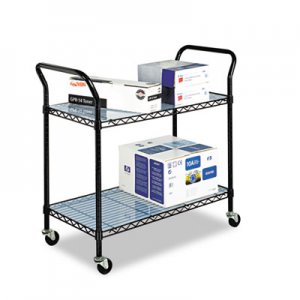 Safco 5337BL Wire Utility Cart, Two-Shelf, 43-3/4w x 19-1/4d x 40-1/2h, Black SAF5337BL