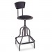 Safco 6664 Diesel Series Industrial Stool w/Back, High Base, Pewter Leather Seat/Back Pad SAF6664