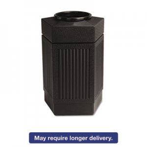 Safco 9485BL Canmeleon Indoor/Outdoor Receptacle, Pentagon, Polyethylene, 30gal, Black SAF9485BL