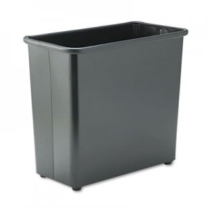 Safco 9616BL Rectangular Wastebasket, Steel, 27.5qt, Black SAF9616BL