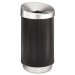 Safco 9799BL At-Your-Disposal Vertex Receptacle, Round, Polyethylene, 38gal, Black/Chrome SAF9799BL