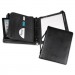 Samsill 15540 Leather Multi-Ring Zippered Portfolio, Two-Part, 1" Cap, 11 x 13-1/2, Black SAM15540