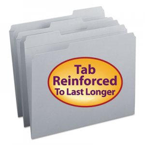 Smead 12334 File Folders, 1/3 Cut, Reinforced Top Tab, Letter, Gray, 100/Box SMD12334