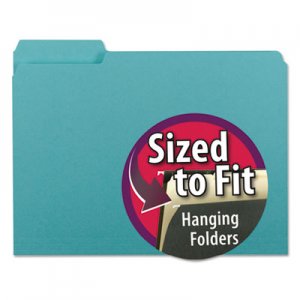 Smead 10235 Interior File Folders, 1/3 Cut Top Tab, Letter, Aqua, 100/Box SMD10235