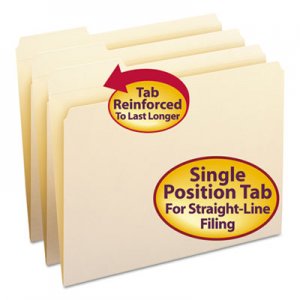 Smead 10335 File Folder, 1/3 Cut First Position, Reinforced Top Tab, Letter, Manila, 100/Box SMD10335