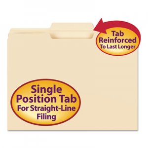 Smead 10336 File Folder, 1/3 Cut Second Position, Reinforced Top Tab Letter, Manila, 100/Box SMD10336