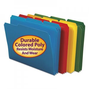 Smead 10500 Waterproof Poly File Folders, 1/3 Cut Top Tab, Letter, Assorted, 24/Box SMD10500