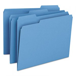Smead 12043 File Folders, 1/3 Cut Top Tab, Letter, Blue, 100/Box SMD12043