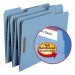 Smead 12040 Folders, Two Fasteners, 1/3 Cut Assorted Top Tab, Letter, Blue, 50/Box SMD12040