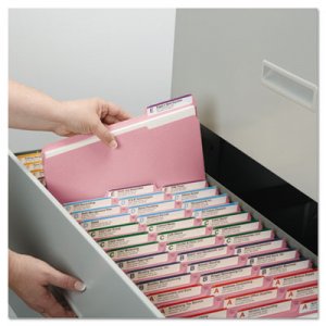 Smead 12643 File Folders, 1/3 Cut Top Tab, Letter, Pink, 100/Box SMD12643