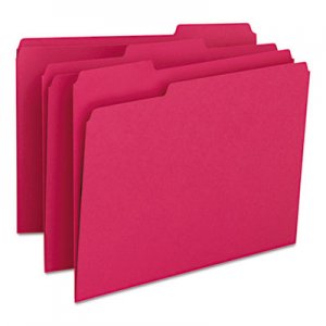 Smead 12743 File Folders, 1/3 Cut Top Tab, Letter, Red, 100/Box SMD12743