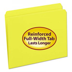 Smead 12910 File Folders, Straight Cut, Reinforced Top Tab, Letter, Yellow, 100/Box SMD12910