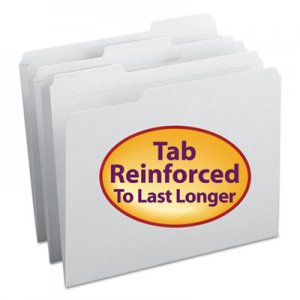 Smead 12834 File Folders, 1/3 Cut, Reinforced Top Tab, Letter, White, 100/Box SMD12834
