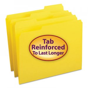 Smead 12934 File Folders, 1/3 Cut, Reinforced Top Tab, Letter, Yellow, 100/Box SMD12934