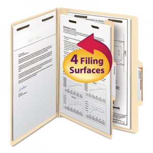Smead 13700 Manila Classification Folders with 2/5 Right Tab, Letter, Four-Section, 10/Box SMD13700