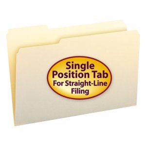 Smead 15331 File Folders, 1/3 Cut First Position, One-Ply Top Tab, Legal, Manila, 100/Box SMD15331