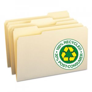 Smead 15339 100% Recycled File Folders, 1/3 Cut, One-Ply Top Tab, Legal, Manila, 100/Box SMD15339
