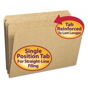 Smead 15710 Kraft File Folders, Straight Cut, Reinforced Top Tab, Legal, Kraft, 100/Box SMD15710