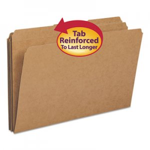 Smead 15734 Kraft File Folders, 1/3 Cut, Reinforced Top Tab, Legal, Kraft, 100/Box SMD15734