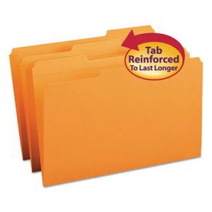 Smead 17534 File Folders, 1/3 Cut, Reinforced Top Tab, Legal, Orange, 100/Box SMD17534