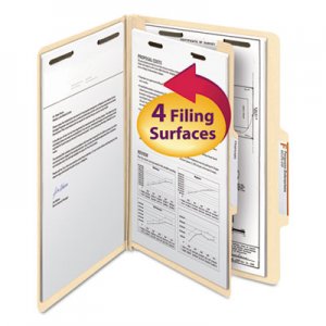 Smead 18700 Manila Classification Folders with 2/5 Right Tab, Legal, Four-Section, 10/Box SMD18700