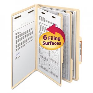 Smead 19000 Manila Classification Folders with 2/5 Right Tab, Legal, Six-Section, 10/Box SMD19000