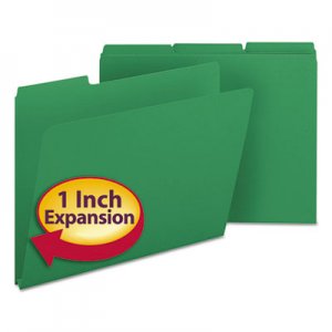 Smead 21546 Recycled Folders, One Inch Expansion, 1/3 Top Tab, Letter, Green, 25/Box SMD21546