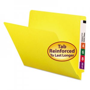Smead 25910 Colored File Folders, Straight Cut, Reinforced End Tab, Letter, Yellow, 100/Box SMD25910