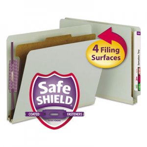 Smead 26800 Pressboard End Tab Classification Folder, Letter, 4-Section, Gray/Green, 10/Box SMD26800
