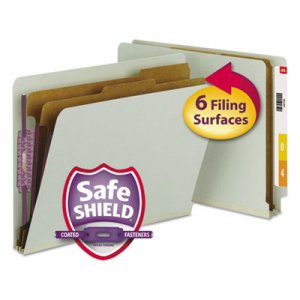 Smead 26810 Pressboard End Tab Classification Folder, Letter, 6-Section, Gray/Green, 10/Box SMD26810