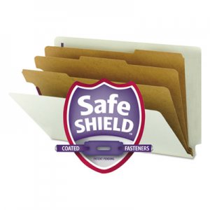 Smead 29820 Pressboard End Tab Classification Folder, Legal, 8-Section, Gray/Green, 10/Box SMD29820