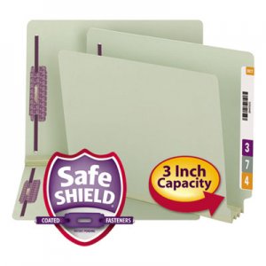 Smead 34725 Three Inch Expansion Folder, Two Fasteners, End Tab, Letter, Gray Green, 25/Box SMD34725