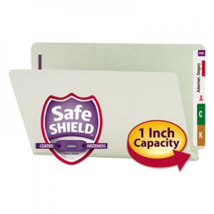 Smead 37705 One Inch Expansion Folder, Two Fasteners, End Tab, Legal, Gray Green, 25/Box SMD37705