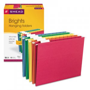 Smead 64059 Hanging File Folders, 1/5 Tab, 11 Point Stock, Letter, Assorted Colors, 25/Box SMD64059