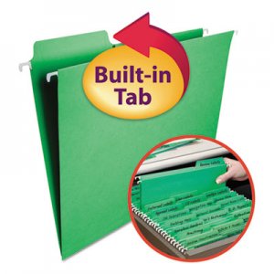 Smead 64098 FasTab Hanging File Folders, Letter, Green, 20/Box SMD64098