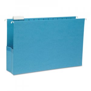 Smead 64370 3" Capacity Closed Side Flexible Hanging File Pockets, Legal, Sky Blue, 25/Box SMD64370