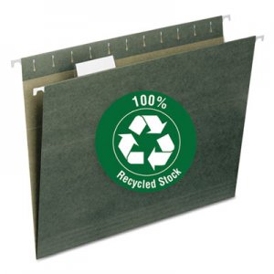 Smead 65001 Recycled Hanging File Folders, 1/5 Tab, 11 Point Stock, Letter, Green, 25/Box SMD65001