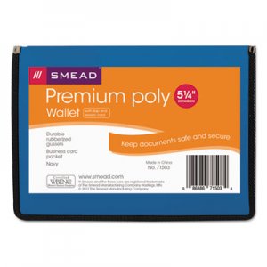 Smead 71503 Poly Premium Wallets, 5 1/4" Exp, Letter, Navy Blue SMD71503