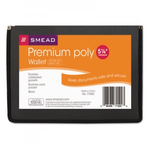 Smead 71500 Poly Premium Wallets, 5 1/4" Exp, Letter, Black SMD71500