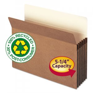 Smead 73206 100% Recycled Pocket, 5 1/4 Inch Exp, Letter, Redrope, 10/Box SMD73206