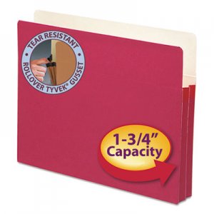 Smead 73221 1 3/4" Exp Colored File Pocket, Straight Tab, Letter, Red SMD73221