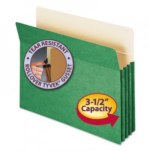 Smead 73226 3 1/2" Exp Colored File Pocket, Straight Tab, Letter, Green SMD73226